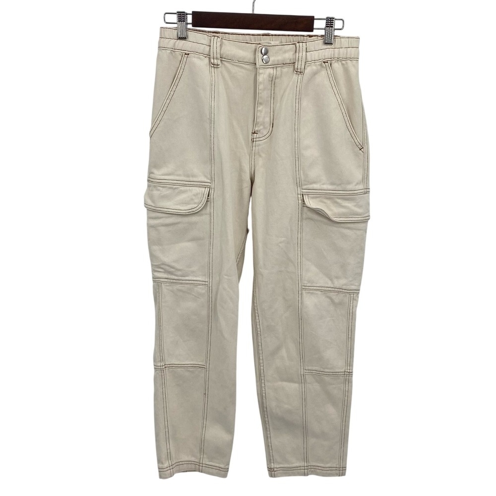Pacsun Men's Size M Cargo Pants Elastic Waist Cream‎ Utility Pockets